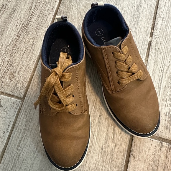 Cat & Jack Boys Franco Oxford Brown Dress Shoes Size 1 EUC - Picture 8 of 12